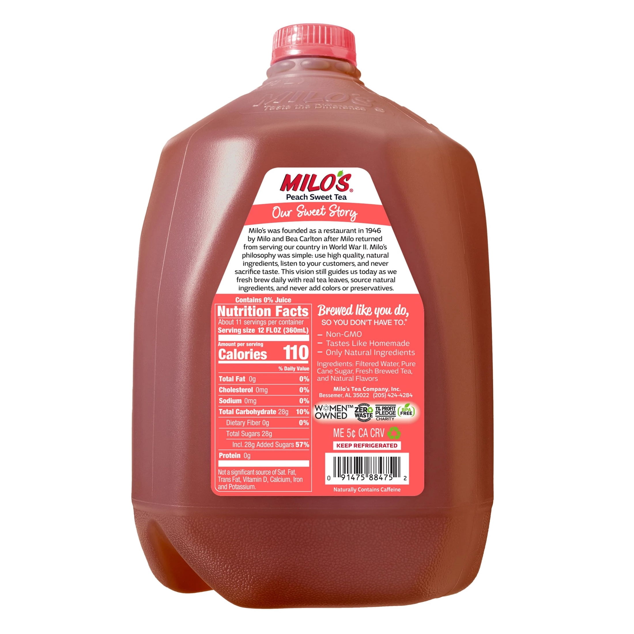 Milo's Peach Sweet Tea, 128 fl oz