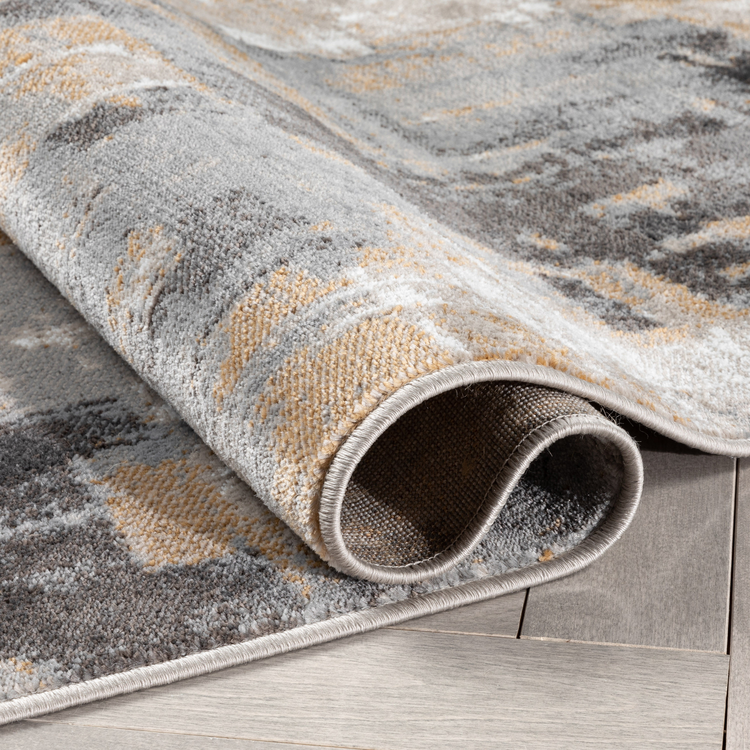 Well Woven Verity Abstract Area Rug, 3.92' x 5.25', Eclectic Geometric Pattern, Soft, Glam Pile, Distressed Design & Modern Color Palette