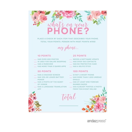 Wedding Pink Roses English Tea Party  20-pack What s on Your Phone? Bridal Shower Game Cards  Games price history on PriceWatchPro