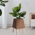thumbnail image 6 of Woven Basket for Plant with Legs Basket Planter Flowerpot Rustic Rattan Basket Flower Pot for Balcony Apartment Drawing Room Decorations Square Dark Brown, 6 of 10