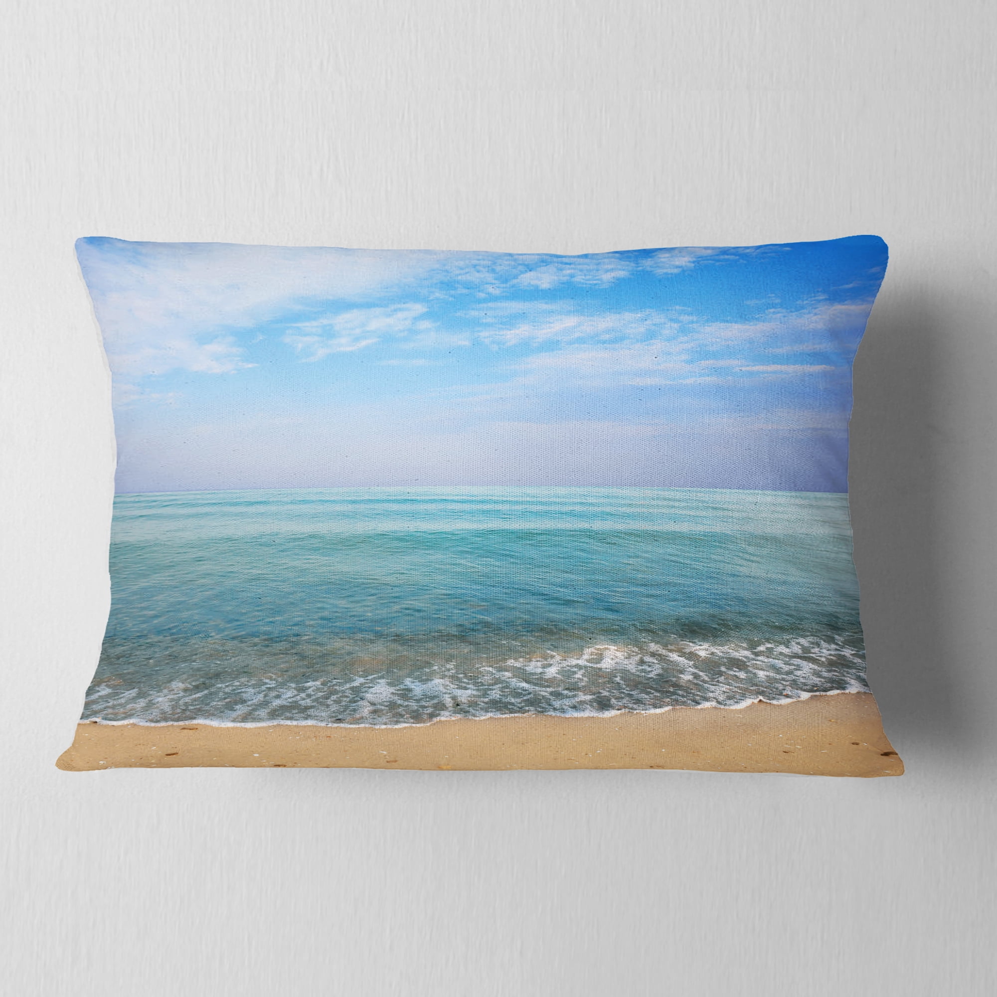 Designart 12" x 20" Blue Polyester Throw Pillow
