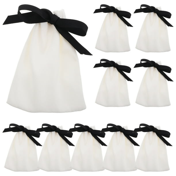 10 bolsas pequeñas de tela con cordón para guardar joyas, ideales para regalos de boda Bolsa con cordón para guardar joyas con lazo decorativo
