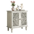 thumbnail image 4 of GVN Vintage Hollow-Carved Accent Cabinet with 2 Doors and Floral Design, Display Storage Sideboard with Adjustable Shelf for Living Room, Antique Grey White, 4 of 9