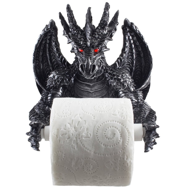 Decorative Guardian Dragon Toilet Paper Holder In Pewter Look For Mythical Or Medieval Bathroom Wall Decor By Home N Gifts Walmart Com
