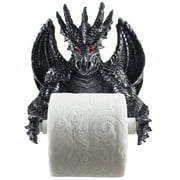 Decorative Guardian Dragon Toilet Paper Holder in Pewter Look for Mythical or Medieval Bathroom Wall Decor by Home 'n Gifts