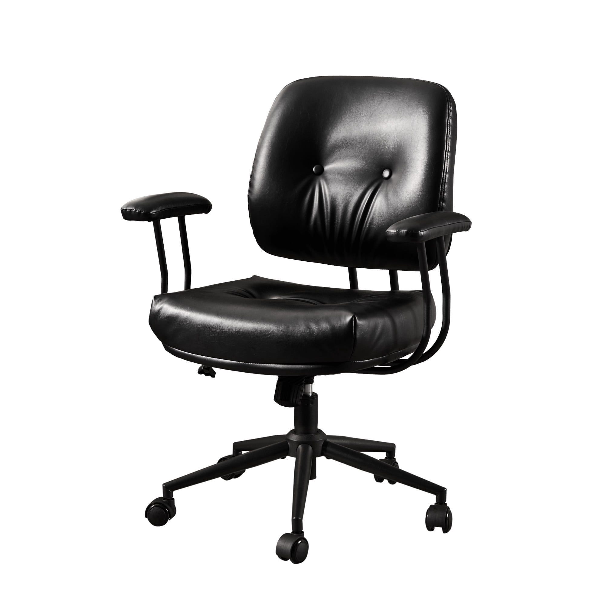 Toject Office Chair, Executive Desk Chair with Lumbar Support, Comfy Office Chair Adjustable Height Rolling Swivel Chair, Computer Chair Task Chair for Office Area, PU Leather, Black