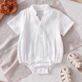 thumbnail image 6 of Gtoiithly Baby Romper, Kids Summer Solid Short Sleeve Jumpsuit Baby Clothes Clothes White 3-6 Months, 6 of 9