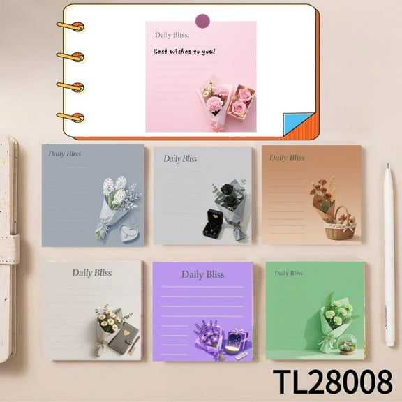 Sticky Notes with Charming Love Flower Designs (3.54×3.54 inches) 100-pack with105 Emoticon Stickers, Quickly Jotting Down Reminders, Strong Adhesive for All Your Note-Taking Needs