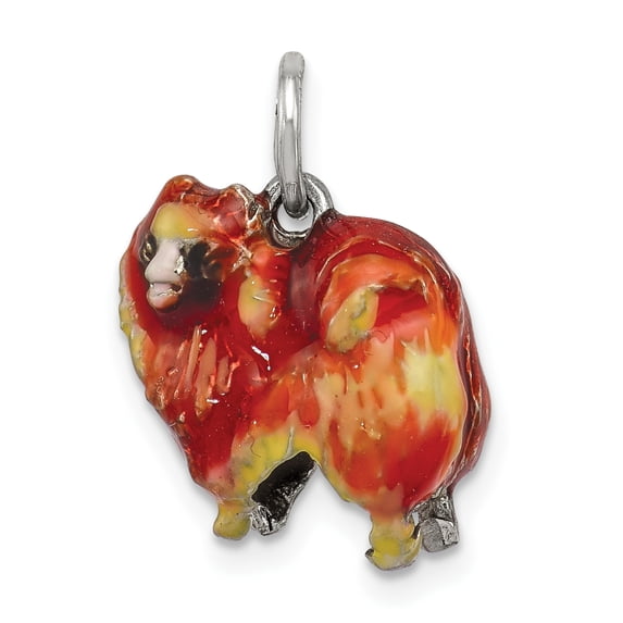 Beautiful Sterling Silver Enameled Pekingese Charm