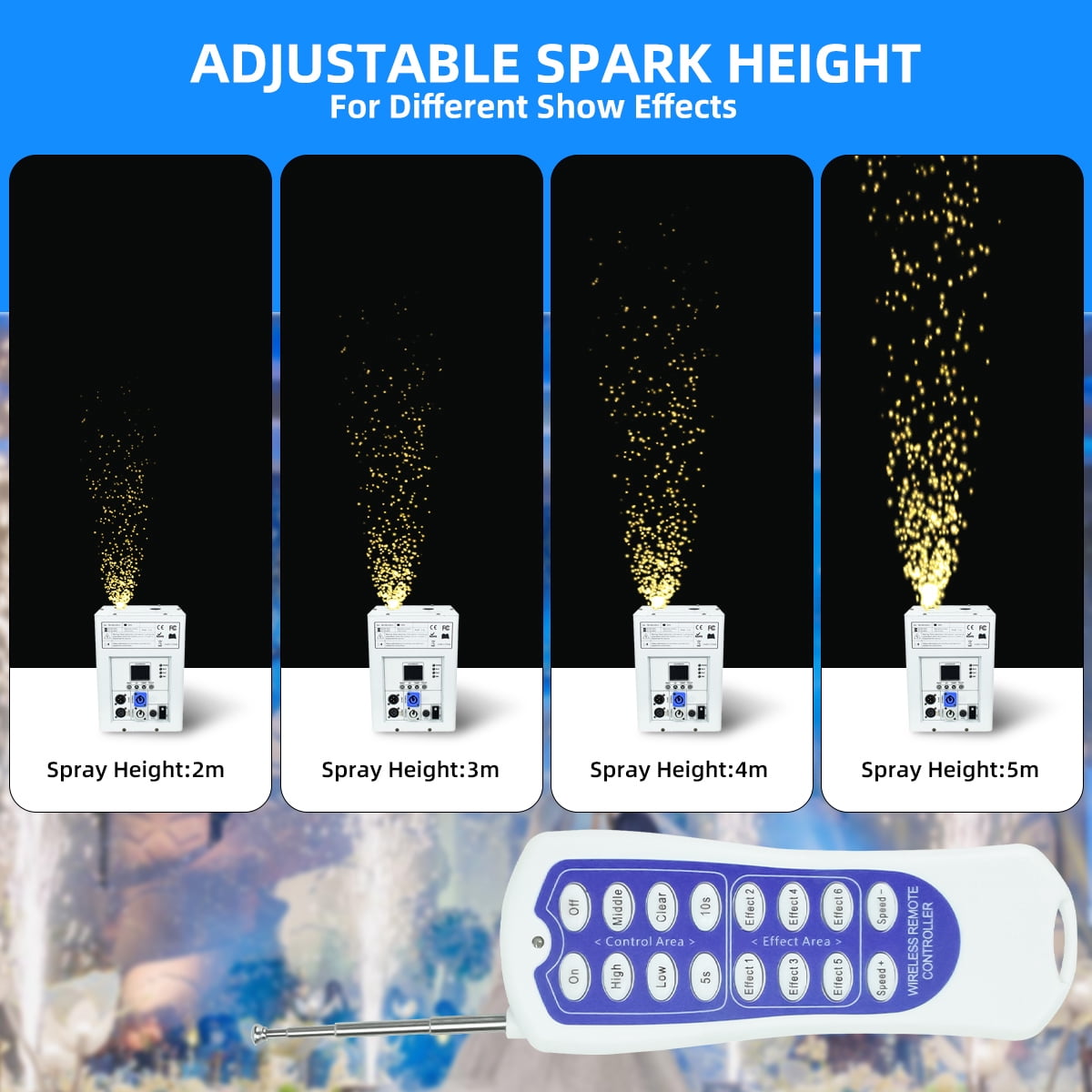 2Pack Cold Spark Machine DMX Firework Machine LCD Screen for Wedding Stage Party DJ Disco, White with Road Case
