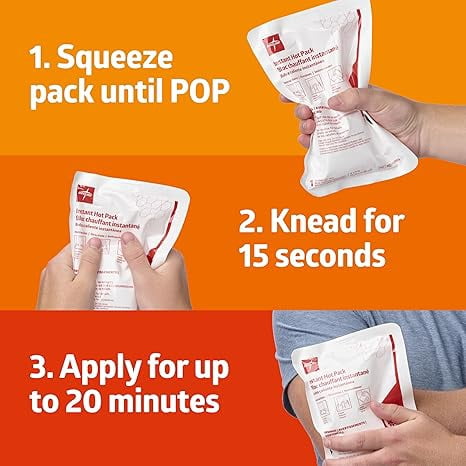Medline Instant Hot Packs, Large Size - 6"x9", 24/Case, Gel Like Material Provide Consistent Warmth, Disposable