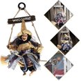 thumbnail image 3 of Señal de bienvenida con colgante de bruja, accesorios para casas embrujadas y sombrero amarillo., 3 of 5