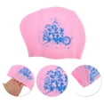 thumbnail image 3 of Gorro de Natación Impermeable con Patrón Floral para Mujeres Rosa de Unique Bargains, 3 of 6
