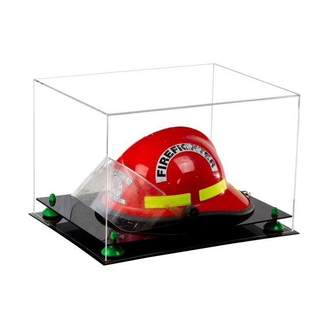 Better Display Cases Versatile Clear Acrylic Display Case - Large Rectangle Box with Green Risers and Black Base 18" x 14" x 12" (V60)