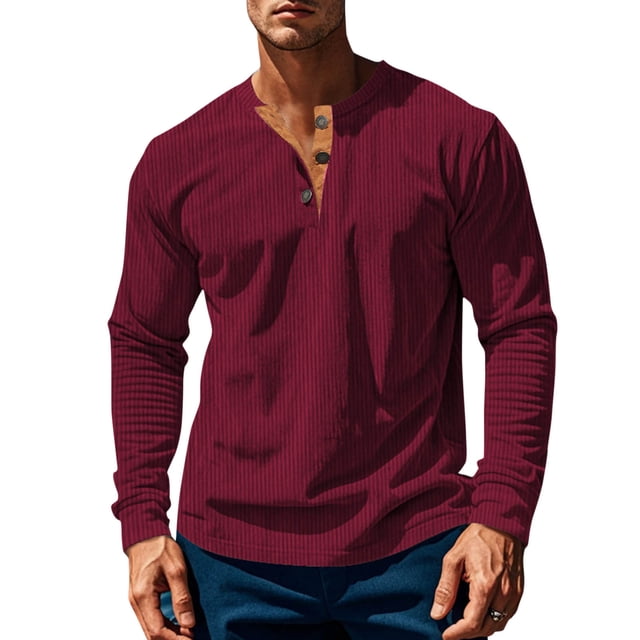 pstuiky camisetas de manga larga para hombre, Camisa informal de moda para hombre, con cuello en V y mangas, transpirable salir tops l