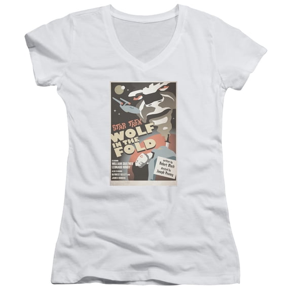 Star Trek Tos Episode 43 Junior Women's V-Neck T-Shirt White