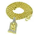 thumbnail image 3 of Jesus Head Chain Micro Pave Iced Bling Gold Finish 24" Rope Necklace Small 1" Pendant, 3 of 9