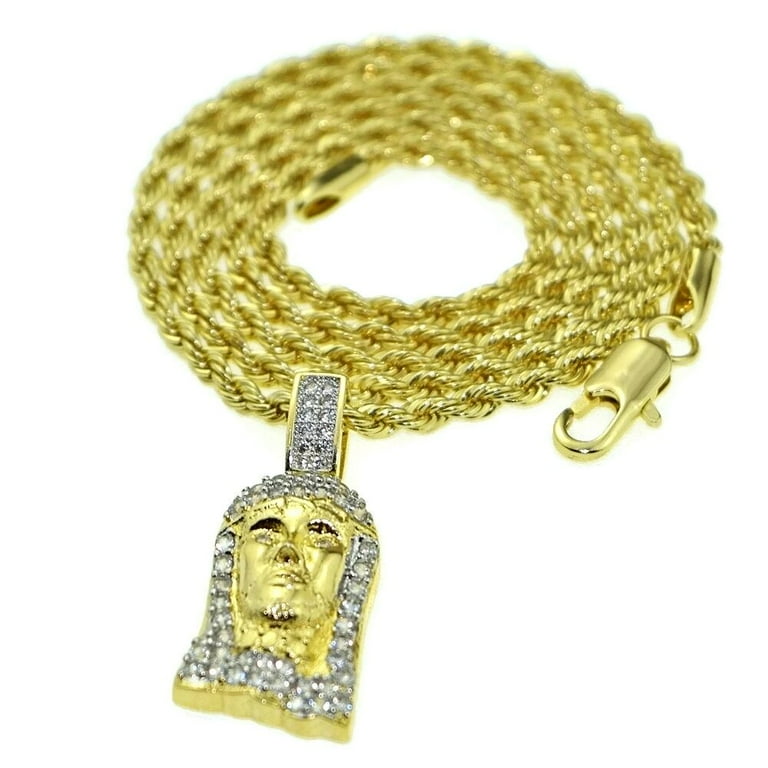 24 Inch 14k Gold Rope Chain Jesus GOLD FILLED ROPE CHAIN NECKLACE