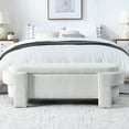 thumbnail image 4 of Rectangular Linen Storage Bench, Flip-top Upholstered Bench for Bedroom End of Bed, Storage Chest Box with Seat, Home Office, Living Room, Hotel, Apartment, White, 4 of 9