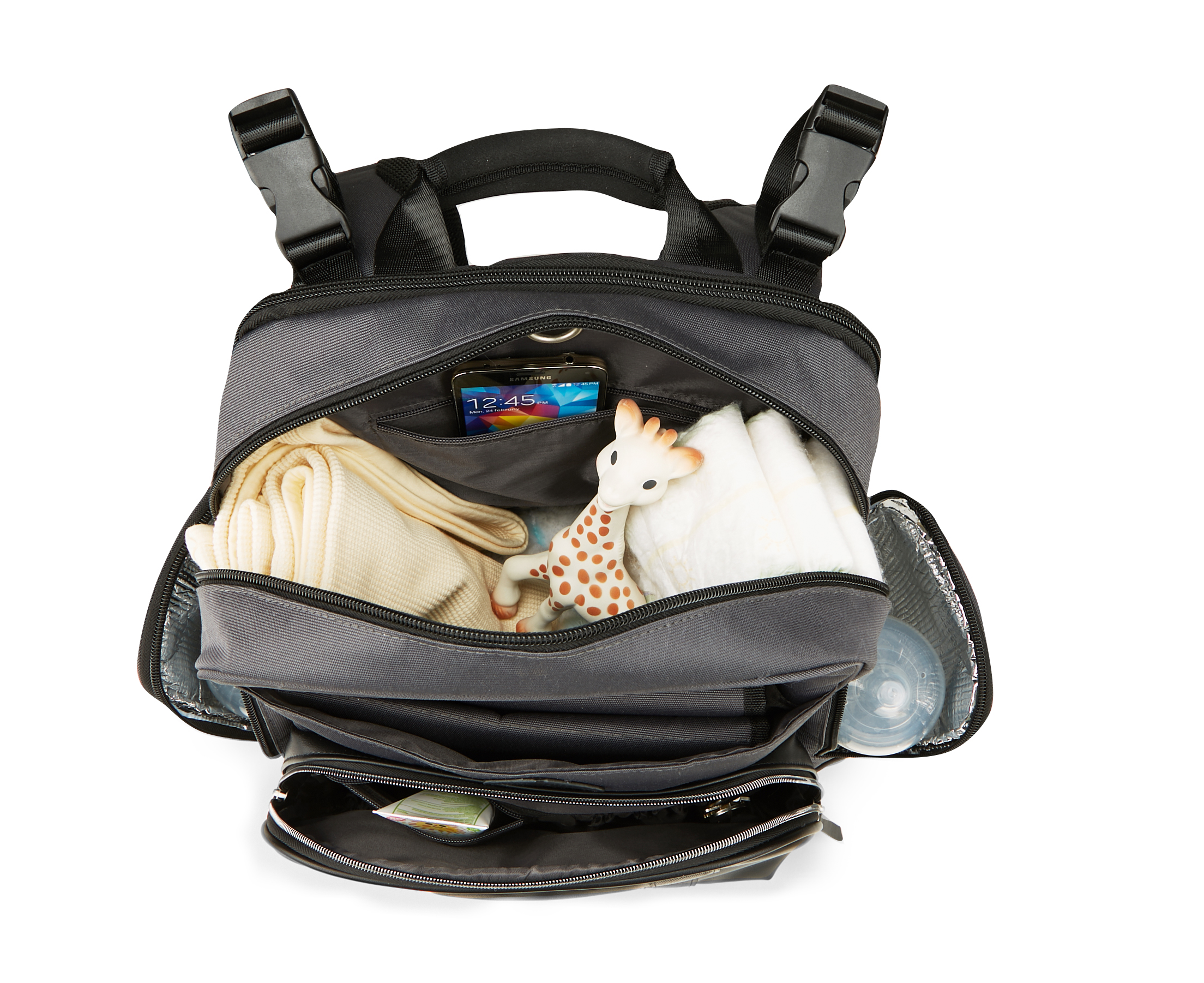 Ergobaby Adjustable Shoulder Strap Inside Pockets Backpack Diaper Bags, Black - image 7 of 10