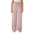 thumbnail image 2 of Women's Wide Leg Pants, Trousers & Slacks, Drawstring Waist Soft Brushed Fabric, Stretchy Comfy Lounge Pants, Casual Daily Wear, Yoga, Work From Home, Summer Loungewear Essentials, 2 of 8