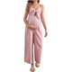 thumbnail image 1 of - overol de mernidad con lazo frontal para mujer, tirantes delgados, pierna ancha, pantalones largos para embarazo, pantalones largos, 1 of 5