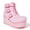 Pink/Fuchsia, variant on Womens Platform Chunky Ankle Boots Round Toe Zipper High Heels Buckle Thick Sole Booties,White Hologram