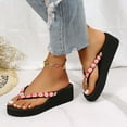 thumbnail image 5 of Flower Rhinestones Flip Flop Sandals for Women 2025 Summer Beach Platform Wedge High Heel Dressy Slides, 5 of 10