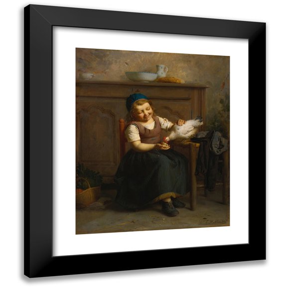 Emile-Auguste Hublin 12x14 Black Modern Framed Museum Art Print Titled - Birds of a Feather (1867)