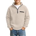 thumbnail image 2 of Kezqiaxn Teen Clothes for Boys Stand Collar Quarter Zip Sweatshirt Classic Waffle Pullover Tops Fall Fashion Size 3-14, 2 of 8