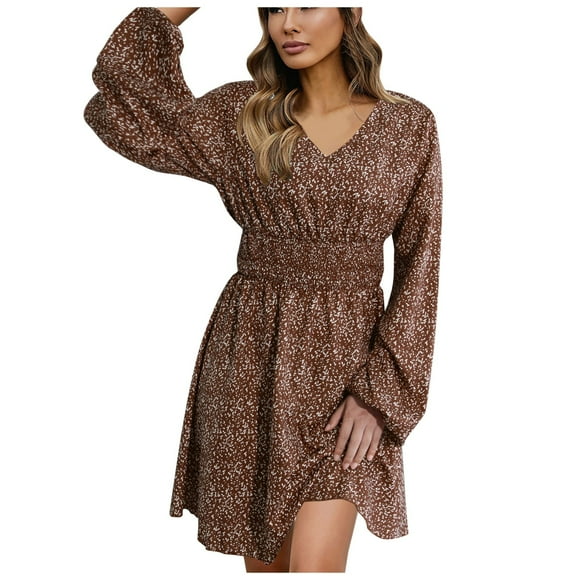 TJAZFJPA Maternity Wedding Guest Dress New Polka Dot Dress Women's Pullover V Neck Long Sleeve Pleated Waist Slim Fit Skirt Long Sleeve Wedding Guest Dress Women Dress