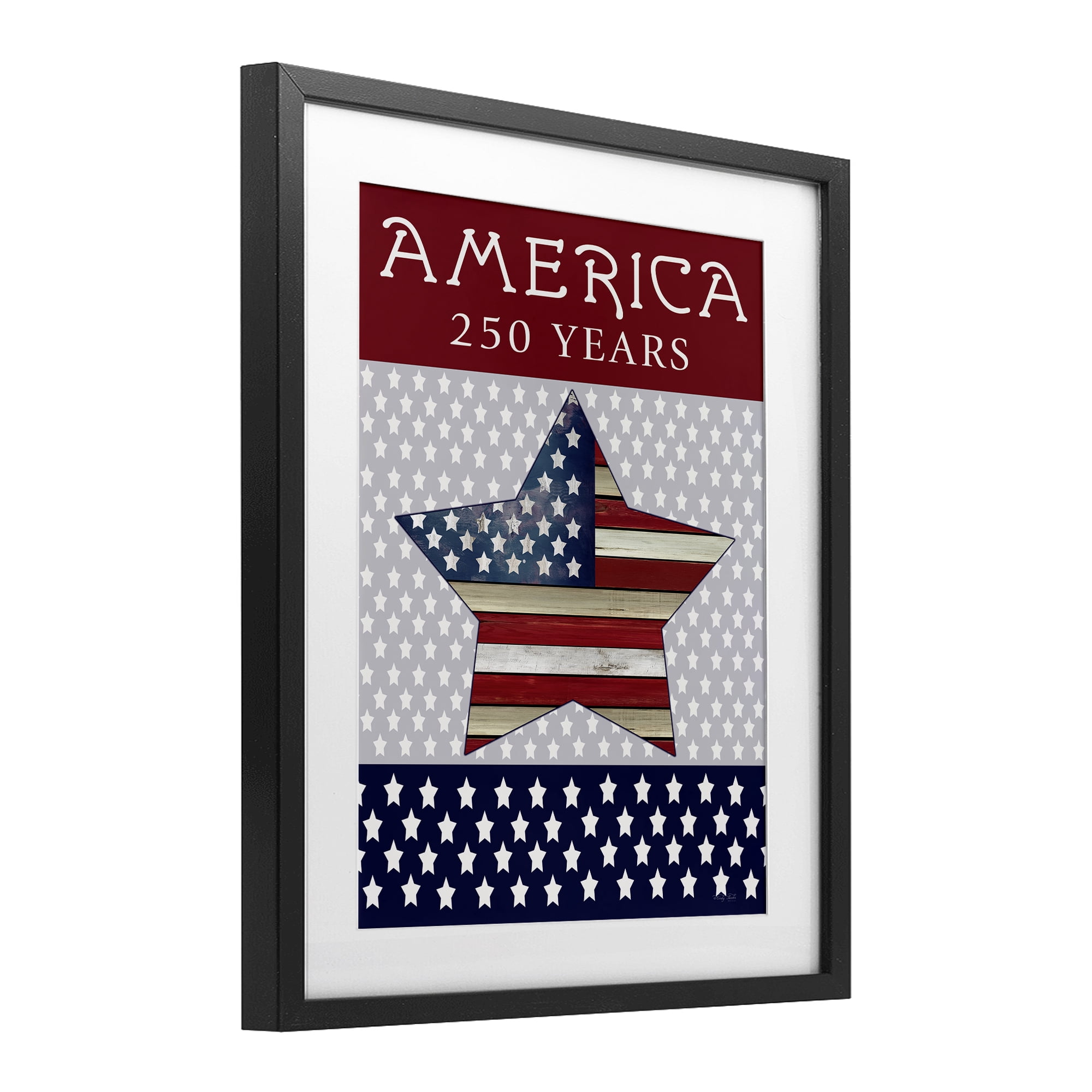 Stupell Industries Historic America 250 Years Black Framed Print Under Glass, design by Cindy Jacobs