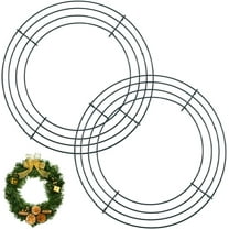2 Pack 10 Inch Wire Wreath Frame Green Round Wreath Rings Metal Wire Form Base Festival Floral Arrangements Craft Accessories
