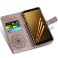 thumbnail image 5 of Compatible with Samsung Galaxy A8 2018 Wallet Phone Case and Tempered Glass Screen Protector Flip Credit Card Holder Stand Mandala Flower Cell Cover for 8A 2018 A530W SM-A530W Women Men Gray, 5 of 9