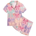 thumbnail image 4 of Pyjama en Satin pour Filles Imprimé Manches Courtes Ensemble de Pyjama à Boutons pour Filles Tenue d'Intérieur Classique Pyjama Garçon Tout-Petit Garçons Filles Mode, 4 of 4