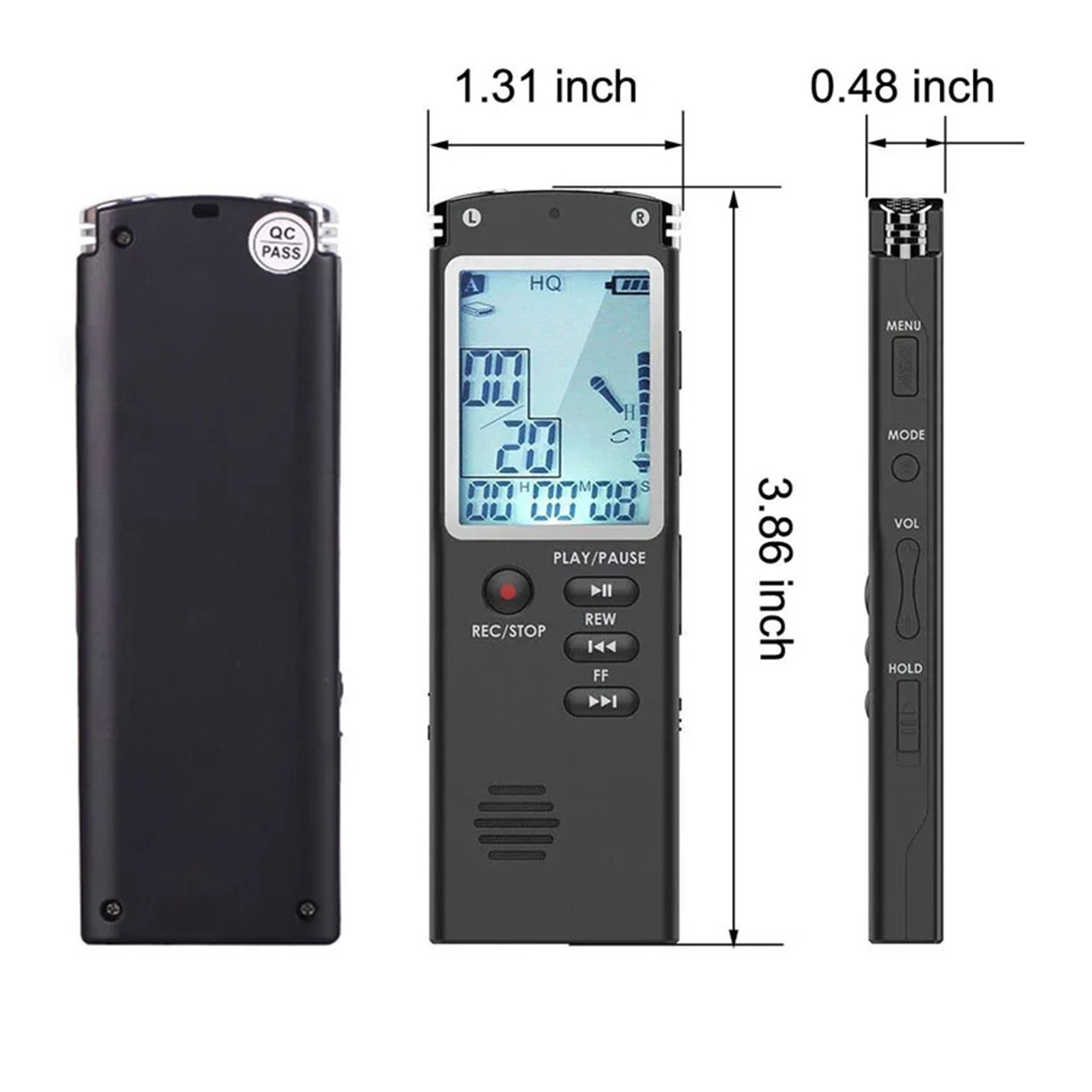 Voice Activated Recorder with Earphone & USB Charge Cable, Digital Voice Recorder with Playback ,Multi-Function