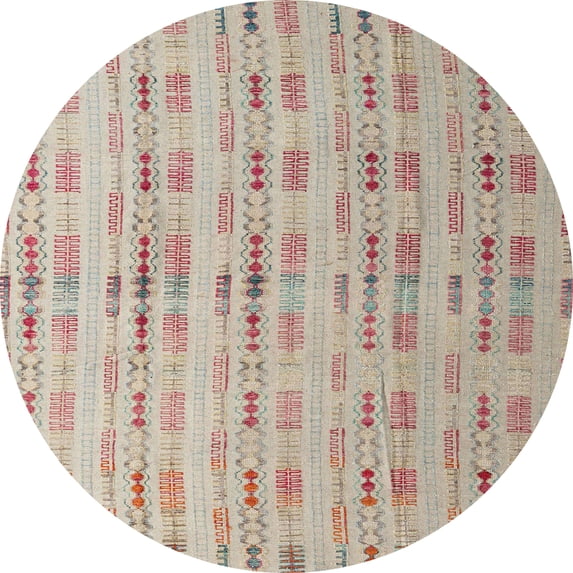 Ahgly Company Machine Washable Indoor Round Abstract Tan Brown Area Rugs, 4' Round