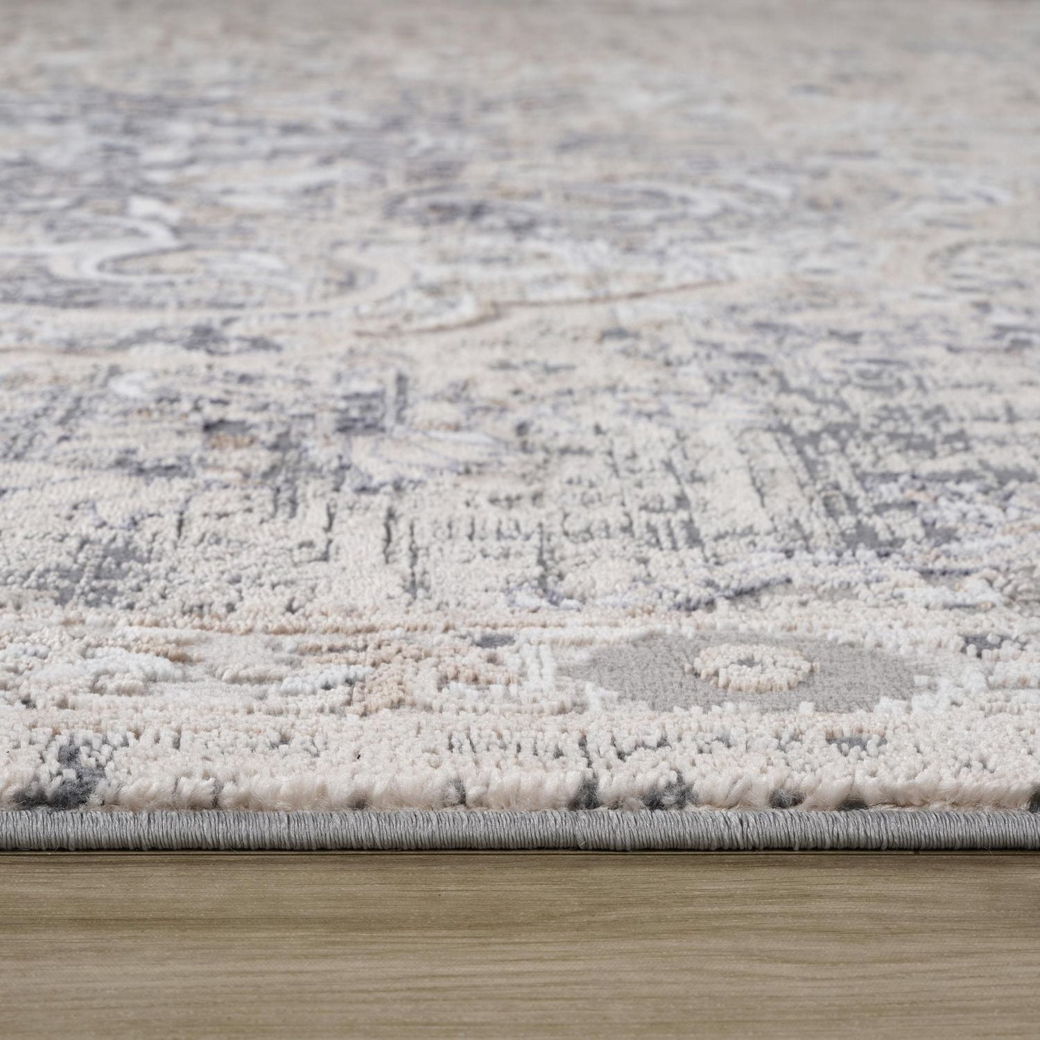 Tapis d'interieur classique Atlas Rug Branch, gris beige, oriental - Salon, chambre, salle a manger et cuisine