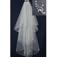 thumbnail image 2 of Velo de novia accesorios de vestido de novia dos capas de exquisito velo de novia con forma de gancho con cuentas a mano 80cm, 2 of 2