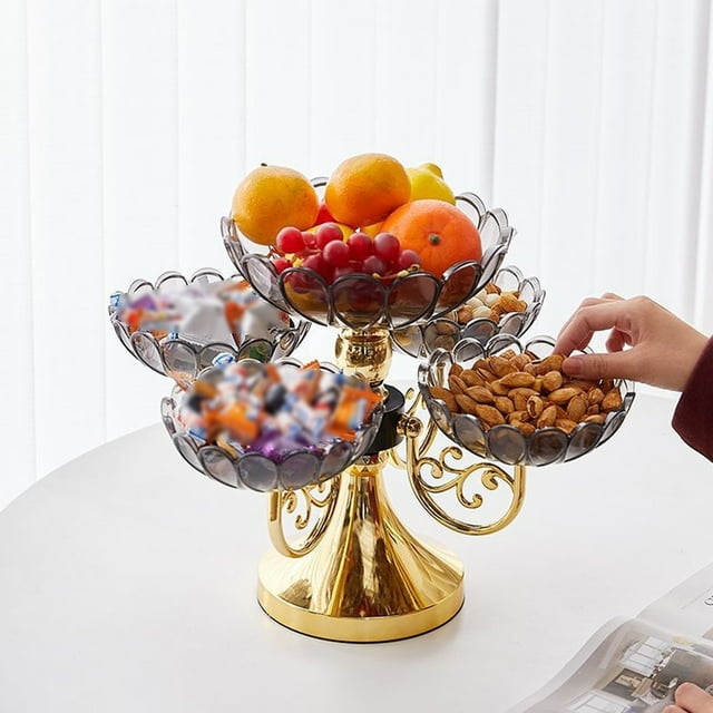 Langgg Crystal Glass Fruit Holder Display Fruits In Style Display Rack Dry Fruit Serving Tray Durable Trays yellow Flower