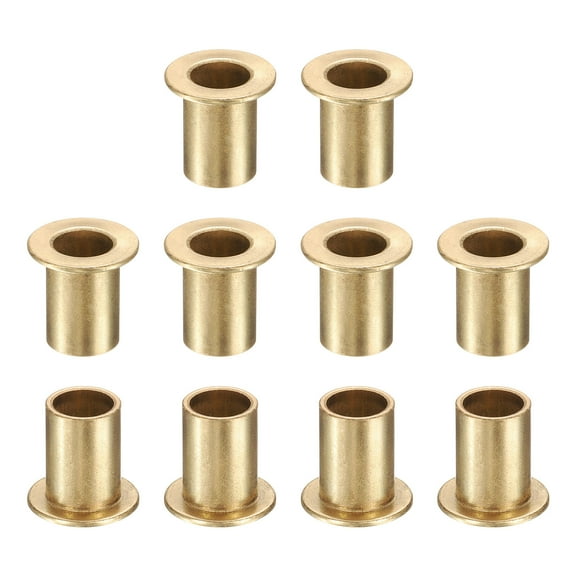 10 Pack Flange Sleeve Bearings, 8mm Bore x 10mm OD x 15mm Length, Self-Lubricating Sintered Bronze Bushings