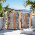 thumbnail image 4 of Bohemian Orange Outdoor Pillow Covers Pack of 2 Floral Geometric Texture Retro Ethnic Art Waterproof Throw Pillow Covers Decorative Cushion Cases for Patio Garden Tent Balcony Couch 24x24 inch, 4 of 8