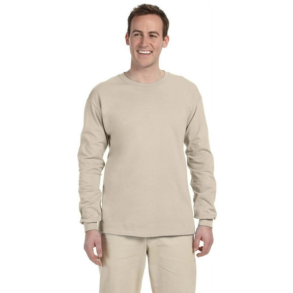 The Gildan Adult Ultra Cotton 6 oz Long Sleeve T-Shirt - SAND - 2XL
