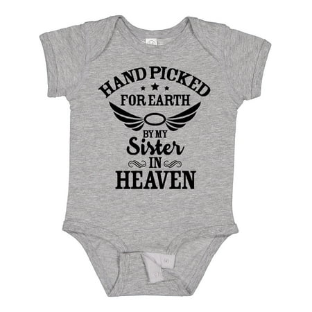 

Inktastic Handpicked for Earth by My Sister in Heaven with Angel Wings Gift Baby Boy or Baby Girl Bodysuit