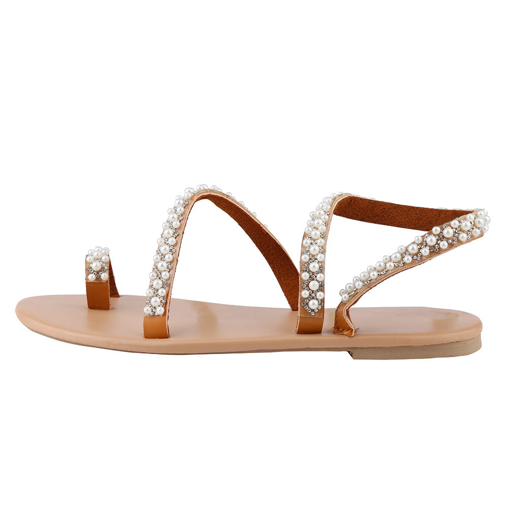 host banner wipe out New Fashion Women Summer Sandals Crystal Pearl Flat-soled Casual Sexy Shoes  - Walmart.com