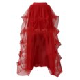 thumbnail image 2 of Yuncity Women Skirts Solid Color High Waist Elastic Maxi A-Line Mesh Asymmetrical Ruffle Summer Leisure Evening Ceremonies Wear Women's Skirts Size XL Red, 2 of 5