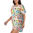 thumbnail image 2 of Naloa Animals Women's Short-Sleeved Pajama Set, Loungewear, Summer pajamas, Breathable Cozy - 4X-Large, 2 of 9