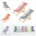 thumbnail image 2 of 1 Pce Modèle de Chaise de Plage Mini Ornement d'Extérieur à Rayures Fauteuil Inclinable Miniature Accessoire de Maisonnette pour Bricolage (Bleu), 2 of 5