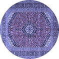 thumbnail image 1 of Ahgly Company Indoor Round Medallion Blue Traditional Area Rugs, 4' Round, 1 of 4