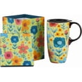 thumbnail image 1 of czcpp-Ceramic Travel Mug with Lid Coffee Mug with Gift Box Latte Mug Coffee Cup,17oz. Flower, 1 of 4
